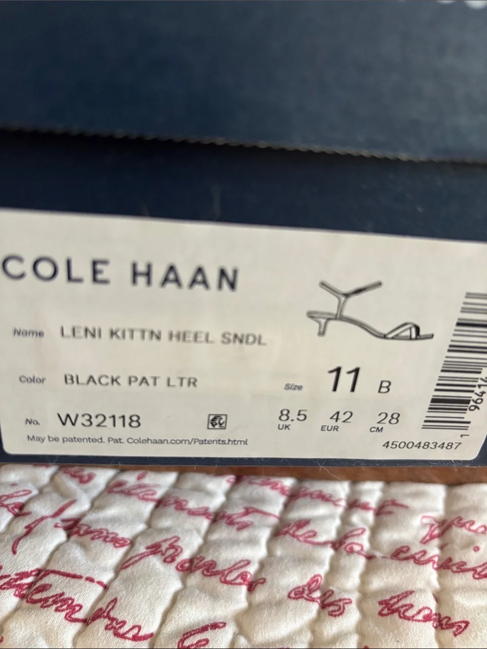 NWT Cole Haan Leni Black Patent Leather Strappy Kitten Heel Sandals. SZ 11M